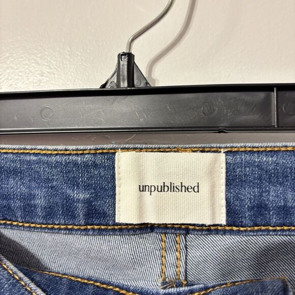 Anthropologie Unpublished Blue Jeans CHLOE High-Rise Slim Boot Women 32 - Picture 6 of 12